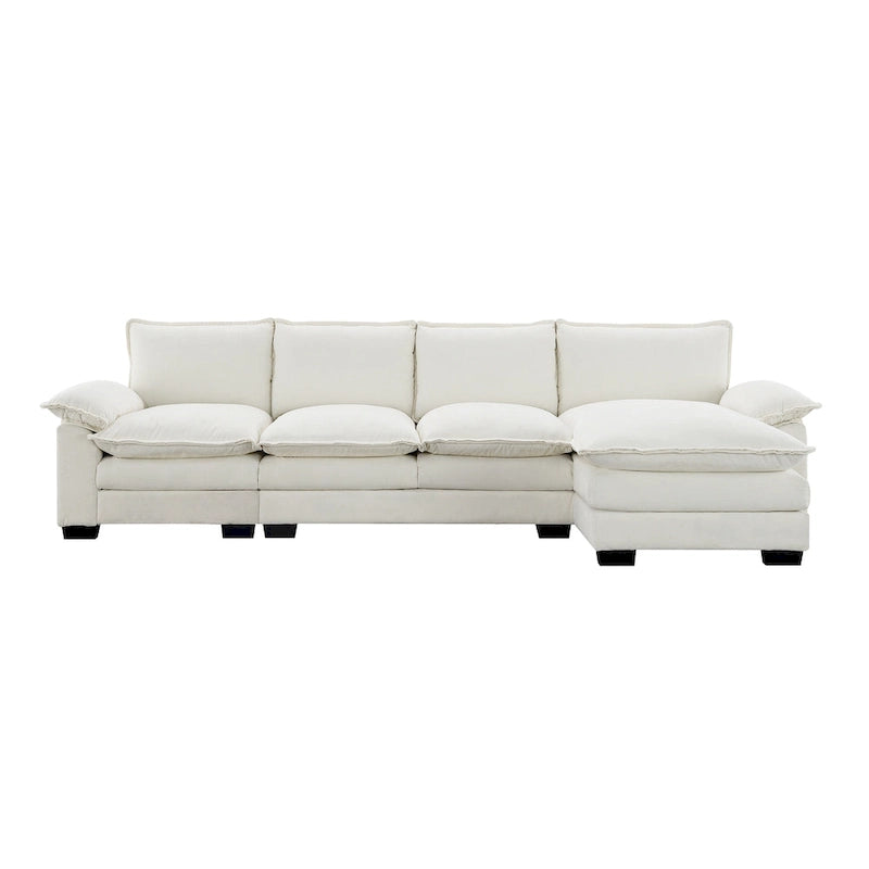 [VIDEO provided][New]118*55 Canapé moderne en chenille en forme de L avec double coussin d'assise, meubles d'intérieur rembourrés à 5 places, S