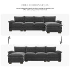 [VIDEO provided][New]118*55 Canapé moderne en chenille en forme de L avec double coussin d'assise, meubles d'intérieur rembourrés à 5 places, S