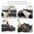 [VIDEO provided][New]118*55 Canapé moderne en chenille en forme de L avec double coussin d'assise, meubles d'intérieur rembourrés à 5 places, S
