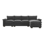 [VIDEO provided][New]118*55 Canapé moderne en chenille en forme de L avec double coussin d'assise, meubles d'intérieur rembourrés à 5 places, S