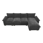 [VIDEO provided][New]118*55 Canapé moderne en chenille en forme de L avec double coussin d'assise, meubles d'intérieur rembourrés à 5 places, S