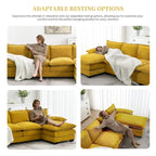 [VIDEO provided][New]118*55 Canapé moderne en chenille en forme de L avec double coussin d'assise, meubles d'intérieur rembourrés à 5 places, S