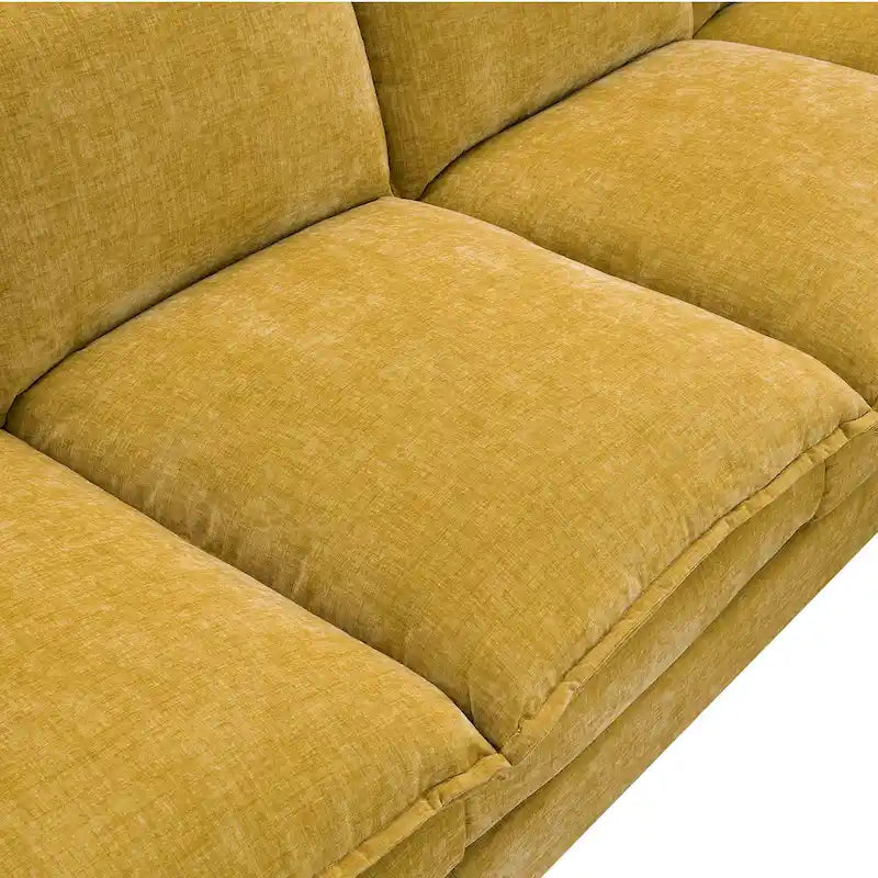 [VIDEO provided][New]118*55 Canapé moderne en chenille en forme de L avec double coussin d'assise, meubles d'intérieur rembourrés à 5 places, S