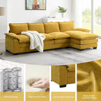 [VIDEO provided][New]118*55 Canapé moderne en chenille en forme de L avec double coussin d'assise, meubles d'intérieur rembourrés à 5 places, S