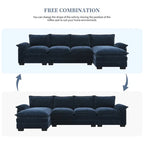 [VIDEO provided][New]118*55 Canapé moderne en chenille en forme de L avec double coussin d'assise, meubles d'intérieur rembourrés à 5 places, S