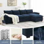 [VIDEO provided][New]118*55 Canapé moderne en chenille en forme de L avec double coussin d'assise, meubles d'intérieur rembourrés à 5 places, S