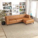 Divano ad angolo componibile Florentina Modern Chesterfield con imbottitura capitonné in pelle di qualità superiore, color cognac tan, per salotto