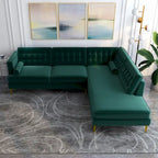 Canapé d'angle sectionnel Chatty Velvet moderne capitonné pour salon