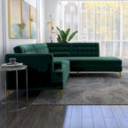 Canapé d'angle sectionnel Chatty Velvet moderne capitonné pour salon