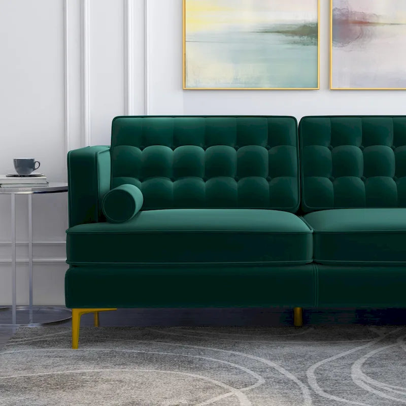 Canapé d'angle sectionnel Chatty Velvet moderne capitonné pour salon