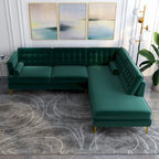 Canapé d'angle sectionnel Chatty Velvet moderne capitonné pour salon