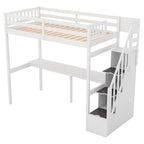 Letto a soppalco singolo con scala e scrivania integrata