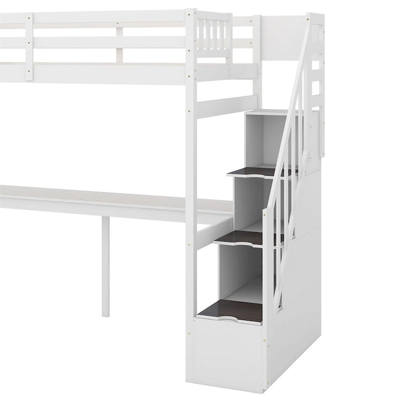 Letto a soppalco singolo con scala e scrivania integrata