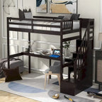 Letto a soppalco singolo con scala e scrivania integrata
