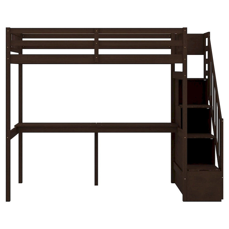 Letto a soppalco singolo con scala e scrivania integrata
