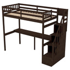 Letto a soppalco singolo con scala e scrivania integrata