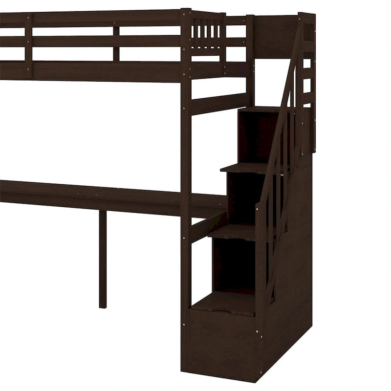 Letto a soppalco singolo con scala e scrivania integrata