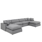 Canapé d'angle en U Anka en lin gris avec rembourrage en duvet, par iNSPIRE Q Modern