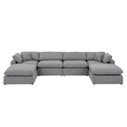 Canapé d'angle en U Anka en lin gris avec rembourrage en duvet, par iNSPIRE Q Modern