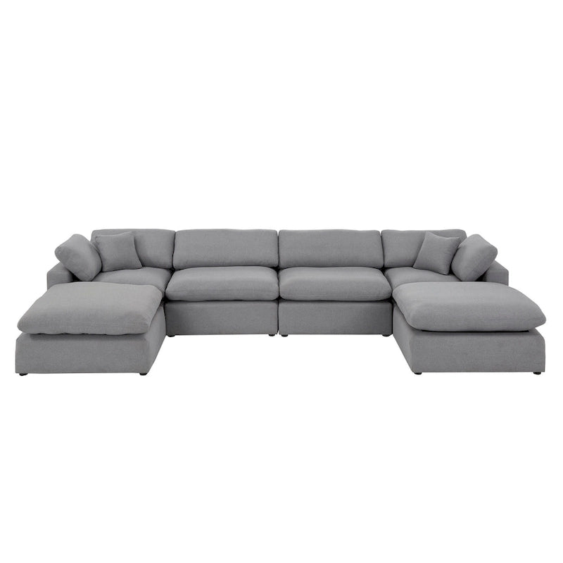 Canapé d'angle en U Anka en lin gris avec rembourrage en duvet, par iNSPIRE Q Modern