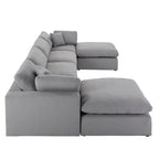 Canapé d'angle en U Anka en lin gris avec rembourrage en duvet, par iNSPIRE Q Modern