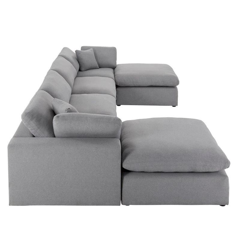 Canapé d'angle en U Anka en lin gris avec rembourrage en duvet, par iNSPIRE Q Modern