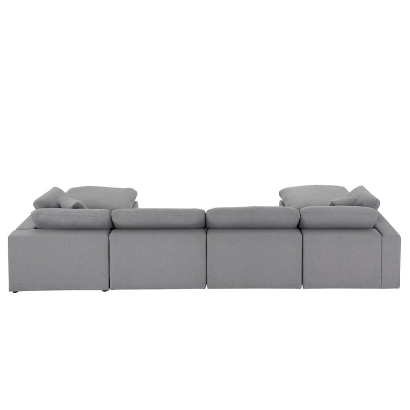 Canapé d'angle en U Anka en lin gris avec rembourrage en duvet, par iNSPIRE Q Modern