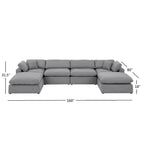 Canapé d'angle en U Anka en lin gris avec rembourrage en duvet, par iNSPIRE Q Modern