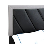 Struttura letto Savona Diagonal imbottita, colore nero e grigio