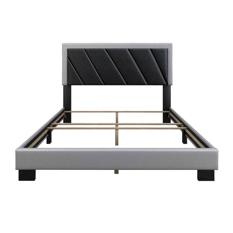 Struttura letto Savona Diagonal imbottita, colore nero e grigio