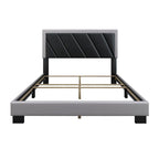 Struttura letto Savona Diagonal imbottita, colore nero e grigio