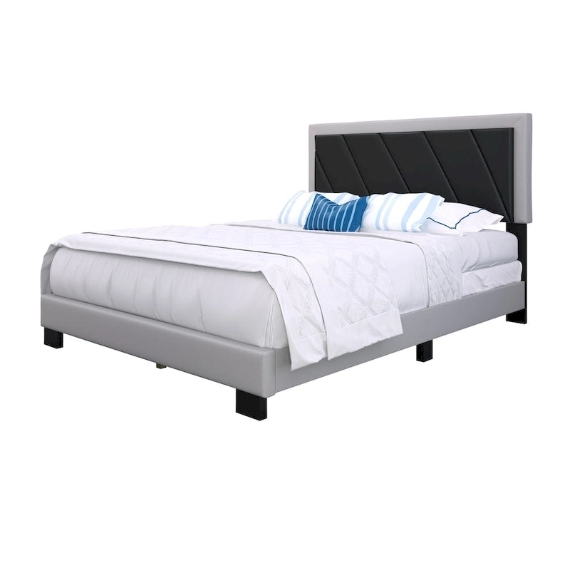 Struttura letto Savona Diagonal imbottita, colore nero e grigio