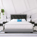 Struttura letto Savona Diagonal imbottita, colore nero e grigio