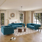 Ensemble de canapé et causeuse capitonnés en velours Chesterfield Corvus Aosta pour salon