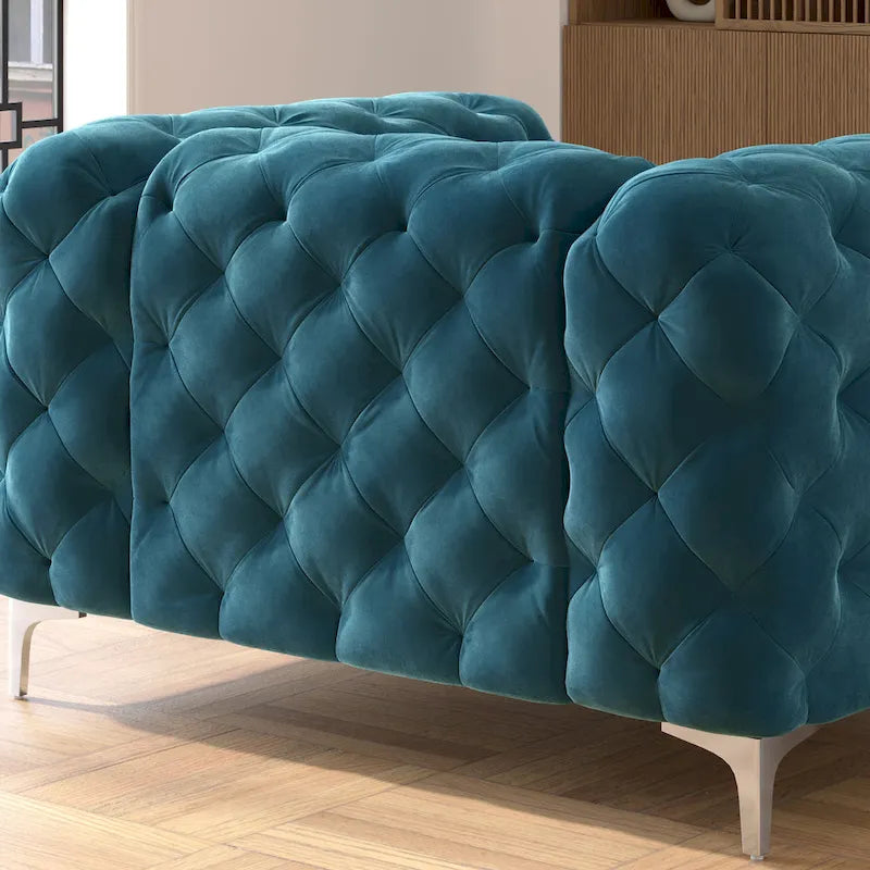 Ensemble de canapé et causeuse capitonnés en velours Chesterfield Corvus Aosta pour salon