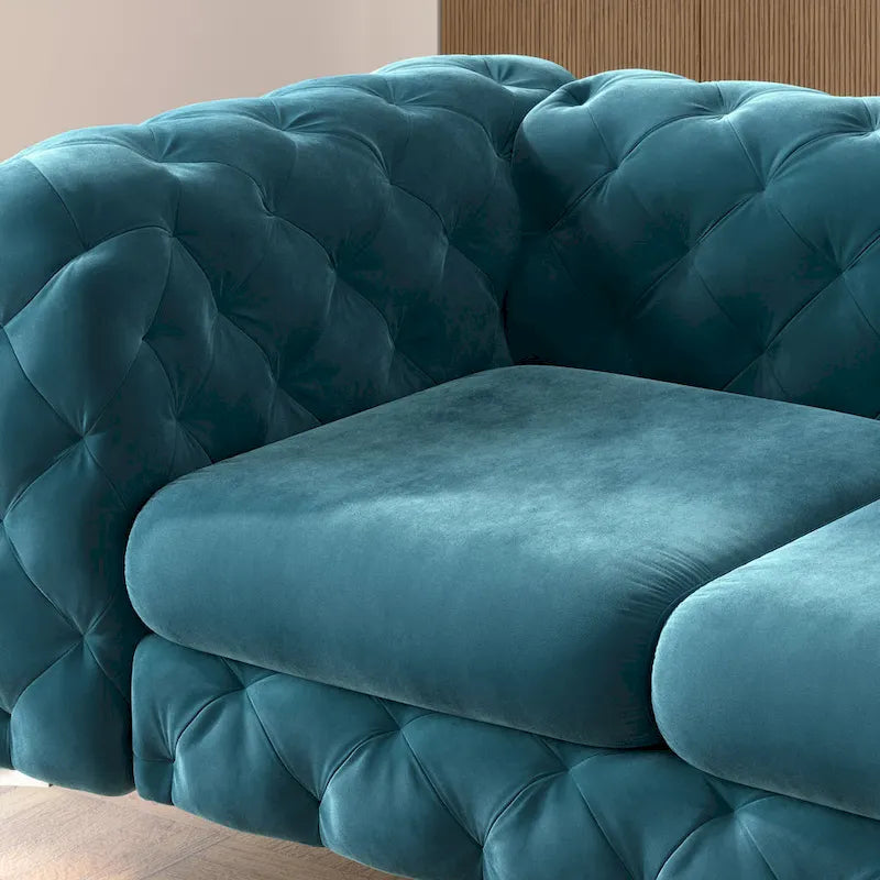 Ensemble de canapé et causeuse capitonnés en velours Chesterfield Corvus Aosta pour salon