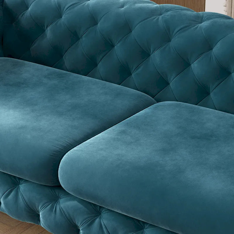 Ensemble de canapé et causeuse capitonnés en velours Chesterfield Corvus Aosta pour salon