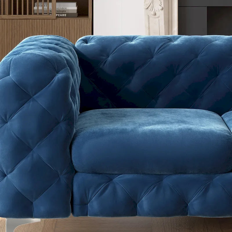 Ensemble de canapé et causeuse capitonnés en velours Chesterfield Corvus Aosta pour salon