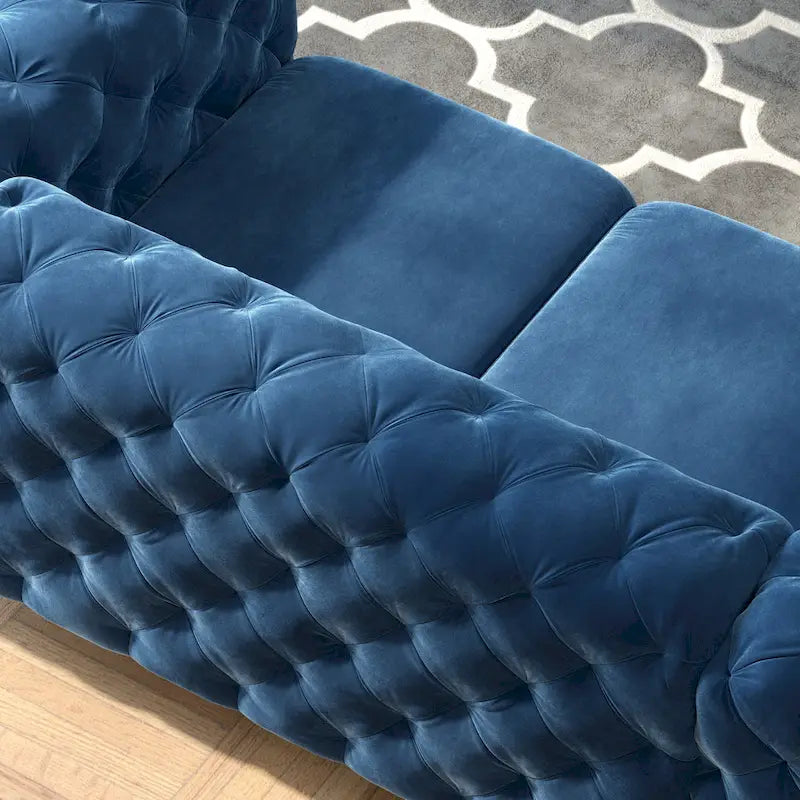 Ensemble de canapé et causeuse capitonnés en velours Chesterfield Corvus Aosta pour salon