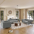 Ensemble de canapé et causeuse capitonnés en velours Chesterfield Corvus Aosta pour salon