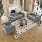 Ensemble de canapé et causeuse capitonnés en velours Chesterfield Corvus Aosta pour salon