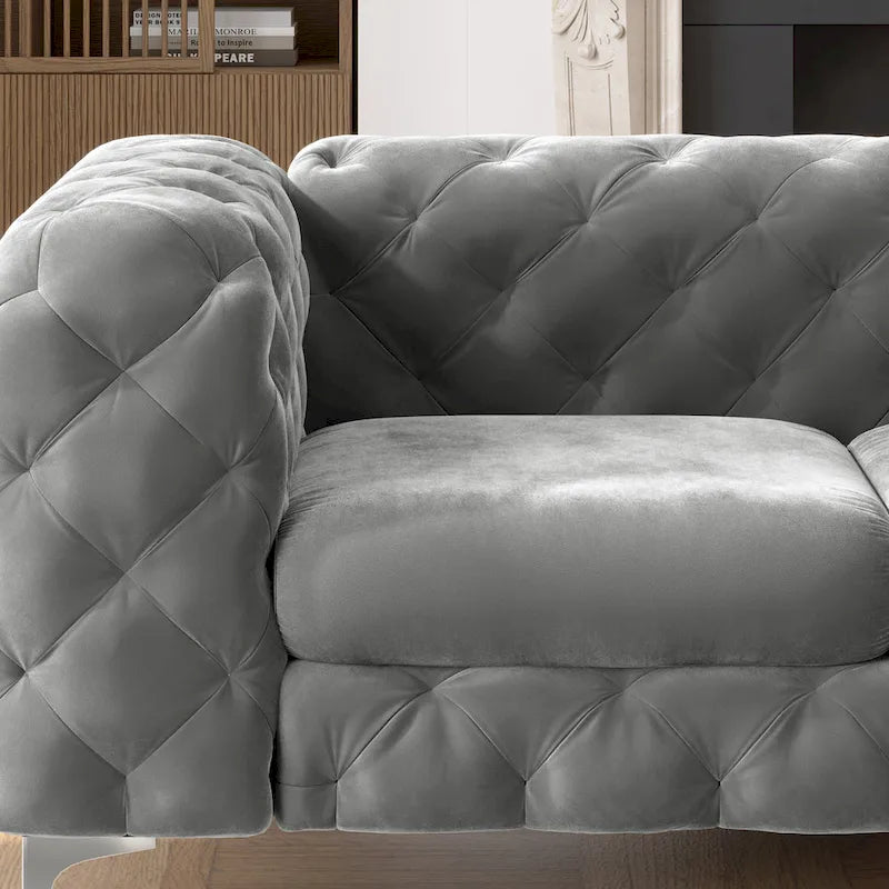 Ensemble de canapé et causeuse capitonnés en velours Chesterfield Corvus Aosta pour salon