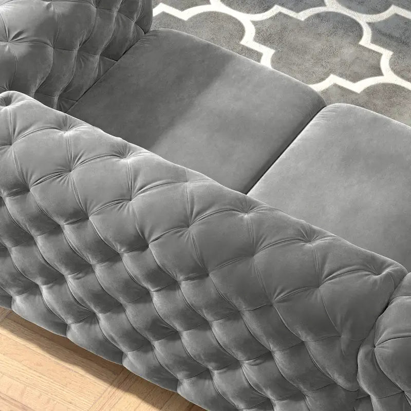 Ensemble de canapé et causeuse capitonnés en velours Chesterfield Corvus Aosta pour salon