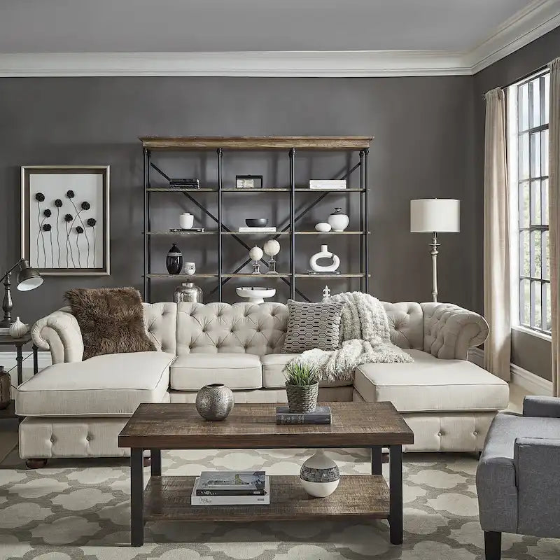Knightsbridge Tufted Scroll Arm Chesterfield 4-Seat Sofa and Chaise Lounges by iNSPIRE Q Artisan