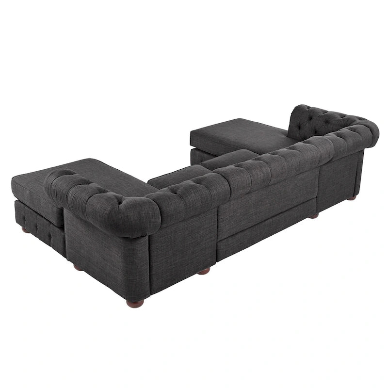 Canapé 4 places et méridiennes Chesterfield Knightsbridge à accoudoirs roulés touffetés par iNSPIRE Q Artisan