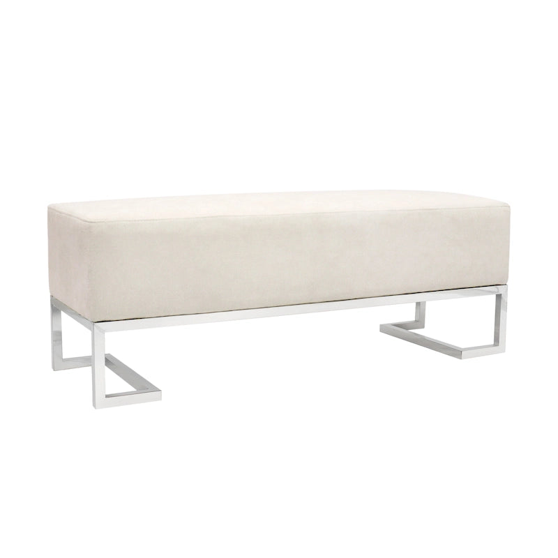 Panca di lusso imbottita in acciaio inossidabile - L122xP42xH45 cm