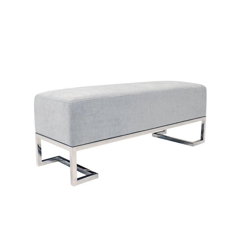 Panca di lusso imbottita in acciaio inossidabile - L122xP42xH45 cm