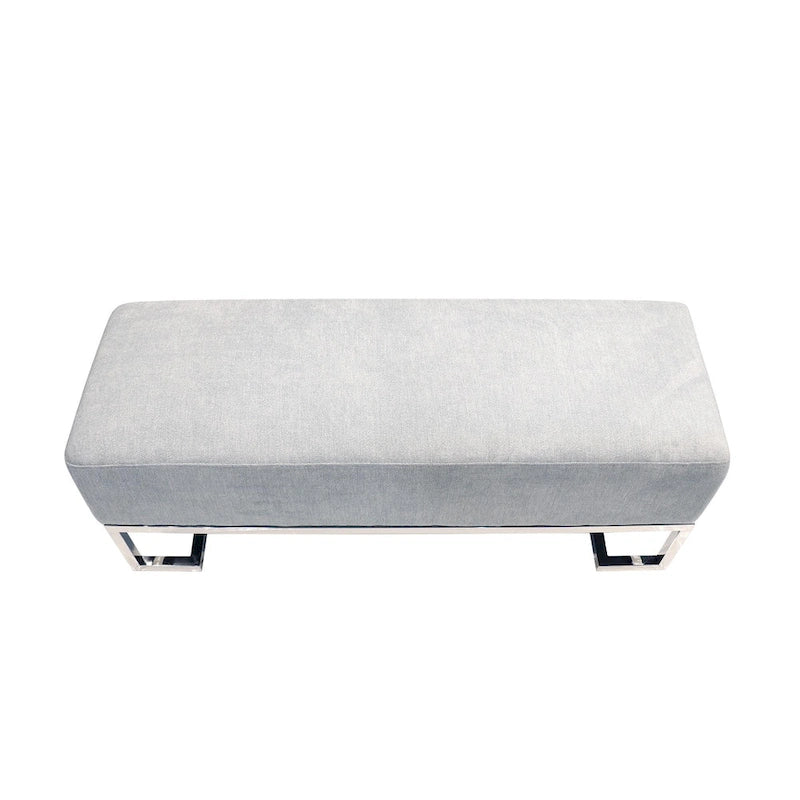Panca di lusso imbottita in acciaio inossidabile - L122xP42xH45 cm