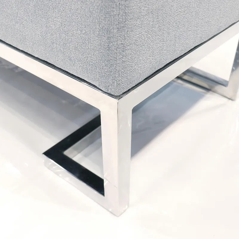 Panca di lusso imbottita in acciaio inossidabile - L122xP42xH45 cm