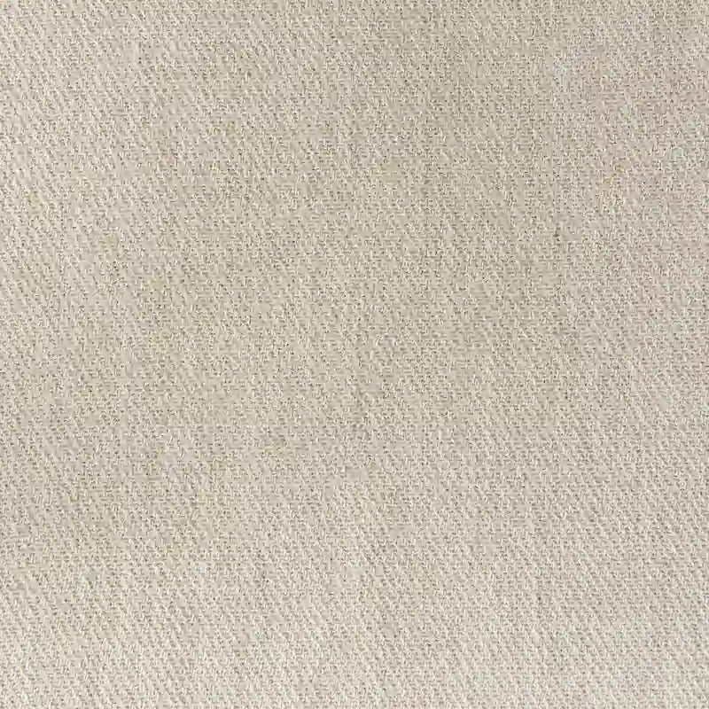 Sedia da pranzo con seduta in tessuto crema, schienale in canna e struttura in legno massello marrone chiaro